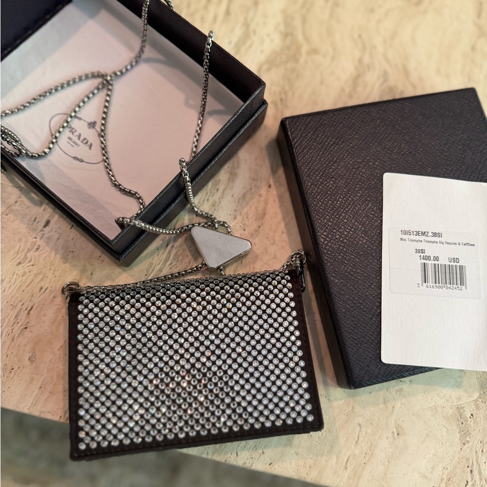 Prada Metallic Mesh Crossbody Bag